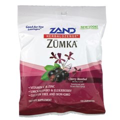 Льодяники від кашлю з вишнево-ментоловим смаком Zumka, Herbalozenge, Cherry Menthol Flavor, Zand, 15 гомеопатичних льодяників