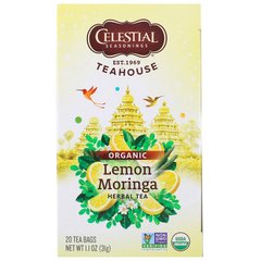 Органічний трав'яний чай, лимон і Морінга, Celestial Seasonings, 20 чайних пакетиків, 1,1 унції (31 г)