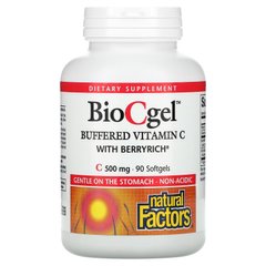 Natural Factors, BioCgel, буферний вітамін C з BerryRich, 500 мг, 90 м'яких таблеток