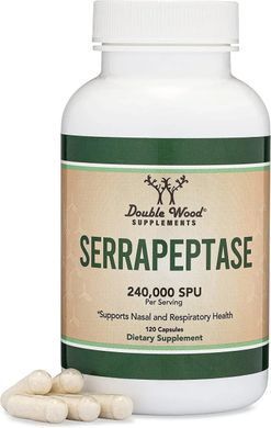 Серапептаза протеолітичні ферменти Double Wood (Serrapeptase) 120 капсул