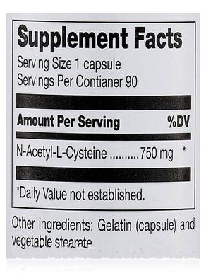 Ацетилцистеїн Douglas Laboratories (N-Acetyl-L-Cysteine) 750 мг 90 капсул