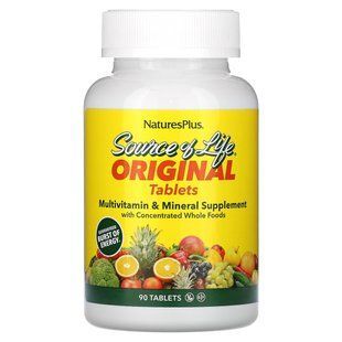 Мультивитамины и минералы, Source of Life, Multi-Vitamin & Mineral Supplement, Natures Plus, 90 таблеток купить в Киеве и Украине