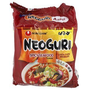 Nongshim, Neoguri, Udon Type Noodles, Spicy Seafood, 4 Bags, 4.23 oz (120 g) Each