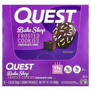 Quest Nutrition, шоколадне печиво Bake Shop, шоколадний торт, 8 упаковок по 50 г (1,76 унції)