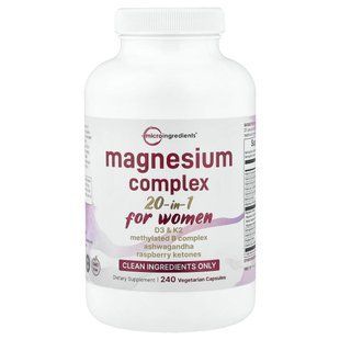 Micro Ingredients Magnesium Complex 20-in-1 for Women (240 Vegetarian Capsules)
