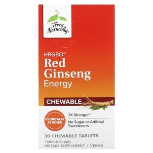 Terry Naturally, HR80 Red Ginseng Energy, 30 таблеток для простого жування