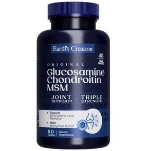Глюкозамин хондроитин и МСМ Earth`s Creation (Glucosamine Chondrotin and MSM) 60 таблеток купить в Киеве и Украине