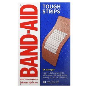 Band Aid, Adhesive Bandages, Tough Strips, 10 Bandages купить в Киеве и Украине