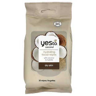 Yes To, Hydrating Facial Wipes, Dry Skin, Coconut , 30 Wipes купить в Киеве и Украине