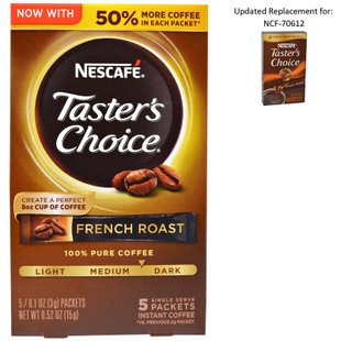 Nescafé, Тэйстерс Чойс, Растворимый Кофе, Френч Роаст, 5 пакетиков, 0.1 унций (3 гр) каждый купить в Киеве и Украине