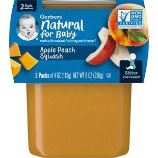 Gerber, Яблочно-персиковый кабачок, натур, 2 упаковки, 4 унции (113 г) каждый купить в Киеве и Украине