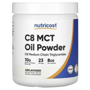 Nutricost, C8 MCT Oil Powder, Unflavored, 8 oz (227 g) купить в Киеве и Украине