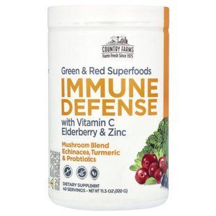 Добавка для імунітету з вітаміном C бузиною та цинком Country Farms (Immune Support with Vitamin C Elderberry & Zinc) 320 г