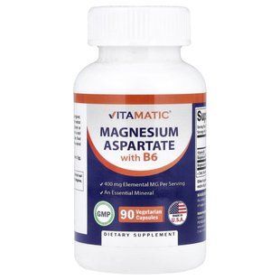 Vitamatic, аспартат магния с витамином B6, 90 вегетарианских капсул купить в Киеве и Украине