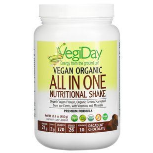 vegan organic nutritional shake all in one, decadent chocolate, 15.9 oz (450 g)