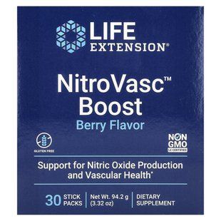 Способствует производству оксидов азота и укрепляет сосуды, NitroVasc Boost, Life Extension, 30 пакетиков купить в Киеве и Украине