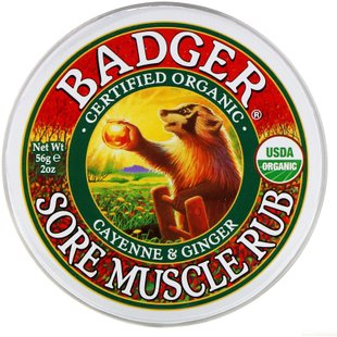 Мазь от боли в мышцах кайенский перец и имбирь Badger Company (Organic Sore Muscle Rub Cayenne & Ginger) 56 г купить в Киеве и Украине