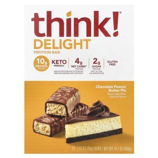 Think !, Delight Protein Bar, Chocolate Peanut Butter Pie , 10 Bars, 1.41 oz (40 g) Each купить в Киеве и Украине