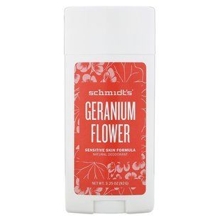 Natural deodorant, for sensitive skin, geranium flower, Schmidts Naturals, 92 g