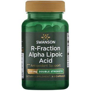 Альфа-липоевая кислота R-фракции - двойная сила, R-Fraction Alpha Lipoic Acid - Double Strength, Swanson, 100 мг, 60 капсул купить в Киеве и Украине