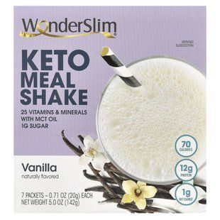 WonderSlim, коктейль Keto Meal, ваніль, 7 пакетиків по 20 г (0,71 унції).