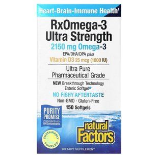 Омега 3 с витамином Д3 Natural Factors (RxOmega-3 900 мг EPA/DHA) 900 мг EPA/DHA 150 капсул купить в Киеве и Украине