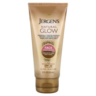 Увлажняющий лосьон Natural Glow для ежедневного ухода за лицом, SPF 20, для средних и темных тонов кожи, Jergens, 59 мл купить в Киеве и Украине