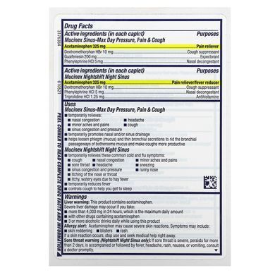 Mucinex, Sinus-Max Day and Nightshift Night Sinus, Maximum Strength, For Ages 12+, 2 Bottles, 20 Caplets