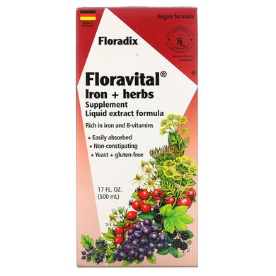 Флорадікс, Флоравіталь, рослинна добавка з залізом, рідкий екстракт, Flora, 17 рідких унцій (500 мл)