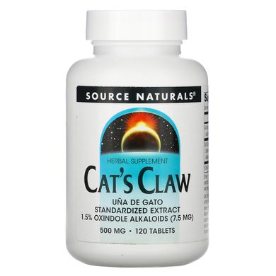 Кошачий коготь, Cat's Claw 3% Standardized Extract, Source Naturals, 500 мг, 120 таблеток купить в Киеве и Украине