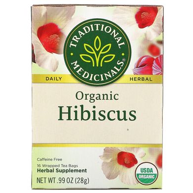 Трав'яний чай органічний гібіскус без кофеїну Traditional Medicinals (Organic Hibiscus) 16 пакетиків 28 г