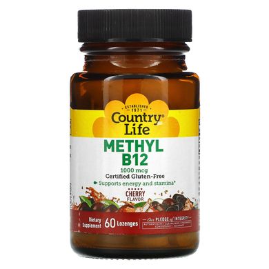Витамин B12 Country Life (Methyl B12) 1000 мкг 60 леденцов со вкусом вишни купить в Киеве и Украине