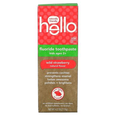 Дитяча зубна паста зі смаком суниці Hello (Kids Fluoride Toothpaste Wild Strawberry) 119 г