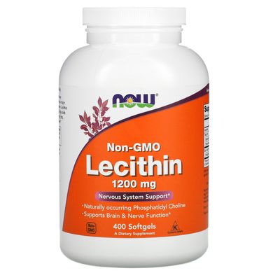 Лецитин без ГМО Now Foods (Lecithin) 1200 мг 400 желатинових капсул