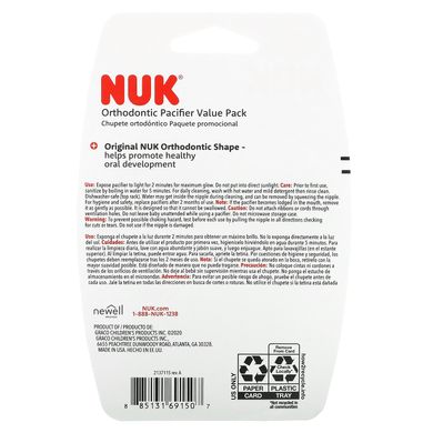 NUK, Ортодонтическая соска-пустышка, 0-6 месяцев, розовая, 3 шт. В упаковке купить в Киеве и Украине