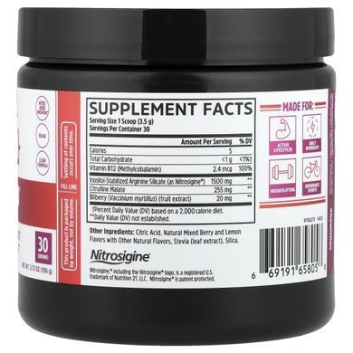 Zhou Nutrition, Lite Up&trade;, Non-Stimulant Pre-Workout, Berry Lemonade, 3.73 oz (106 g)