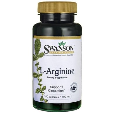 L-Аргінін, L-Arginine, Swanson, 500 мг, 100 капсул