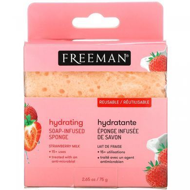 Freeman Beauty, Зволожуюча губка з милом, полуничне молоко, 1 губка, 2,65 унції (75 г)