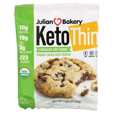 Кето печиво з шоколадною крихтою Julian Bakery (Keto Thin Chocolate Chip Cookie) 59 г