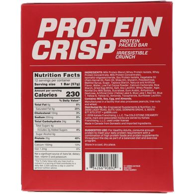 Protein Crisp, м'ятний-м'ятний шоколад з шоколадною крихтою, BSN, 12 батончиків, по 2,01 унції (57 г) кожен