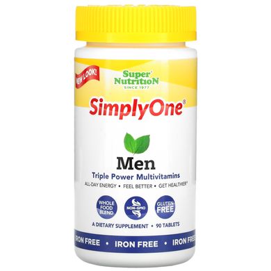Мультивітаміни для чоловіків без заліза Super Nutrition (Men Triple Power Multivitamin) 90 таблеток