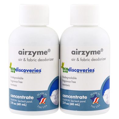 Airzyme - концентрированная заправка для дезодоранта воздуха и ткани, EcoDiscoveries, 2 бутылки по 2 унции каждая купить в Киеве и Украине