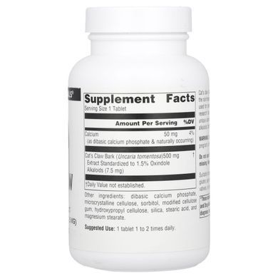 Кошачий коготь, Cat's Claw 3% Standardized Extract, Source Naturals, 500 мг, 120 таблеток купить в Киеве и Украине