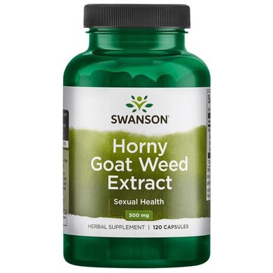 Бур'янів екстракт роговий козел, Horny Goat Weed Extract, Swanson, 500 мг, 120 капсул