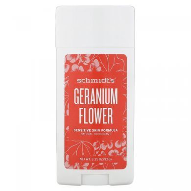 Натуральний дезодорант, для чутливої ​​шкіри, квітка герані, Schmidt's Naturals, 92 г