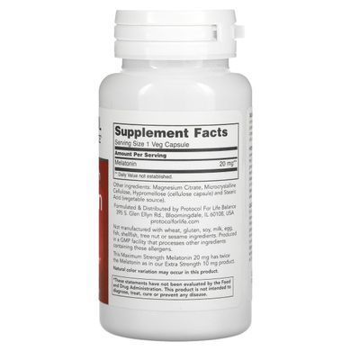 Melatonin, Maximum Potency, 20 mg, 90 Vegetable Capsules