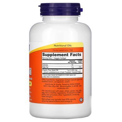 Лляна олія Now Foods (Flaxseed Oil) 1000 мг 120 капсул
