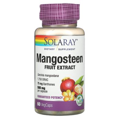 Екстракт мангустіна, Mangosteen Extract, Solaray, 500 мг, 60 вегетаріанських капсул