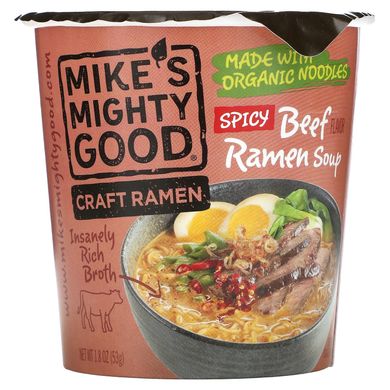 Mike's Mighty Good, Craft Ramen, суп із рамен зі смаком яловичини, 1,8 унції (53 г)