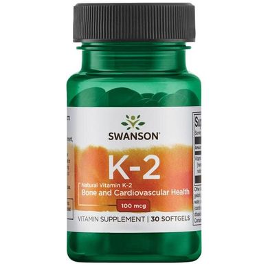 Натуральный Витамин К-2, Vitamin K-2 - Natural, Swanson, 100 мкг 30 капсул купить в Киеве и Украине
